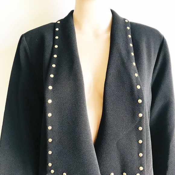Michael Kors Studded Black‎ Blazer Jacket  Career Office Minimalist Small NWT - Picture 5 of 8